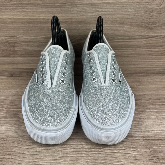 Vans Off The Wall Women's Gray & White Glitter Slip On Sneakers Shoe - Picture 4 of 8